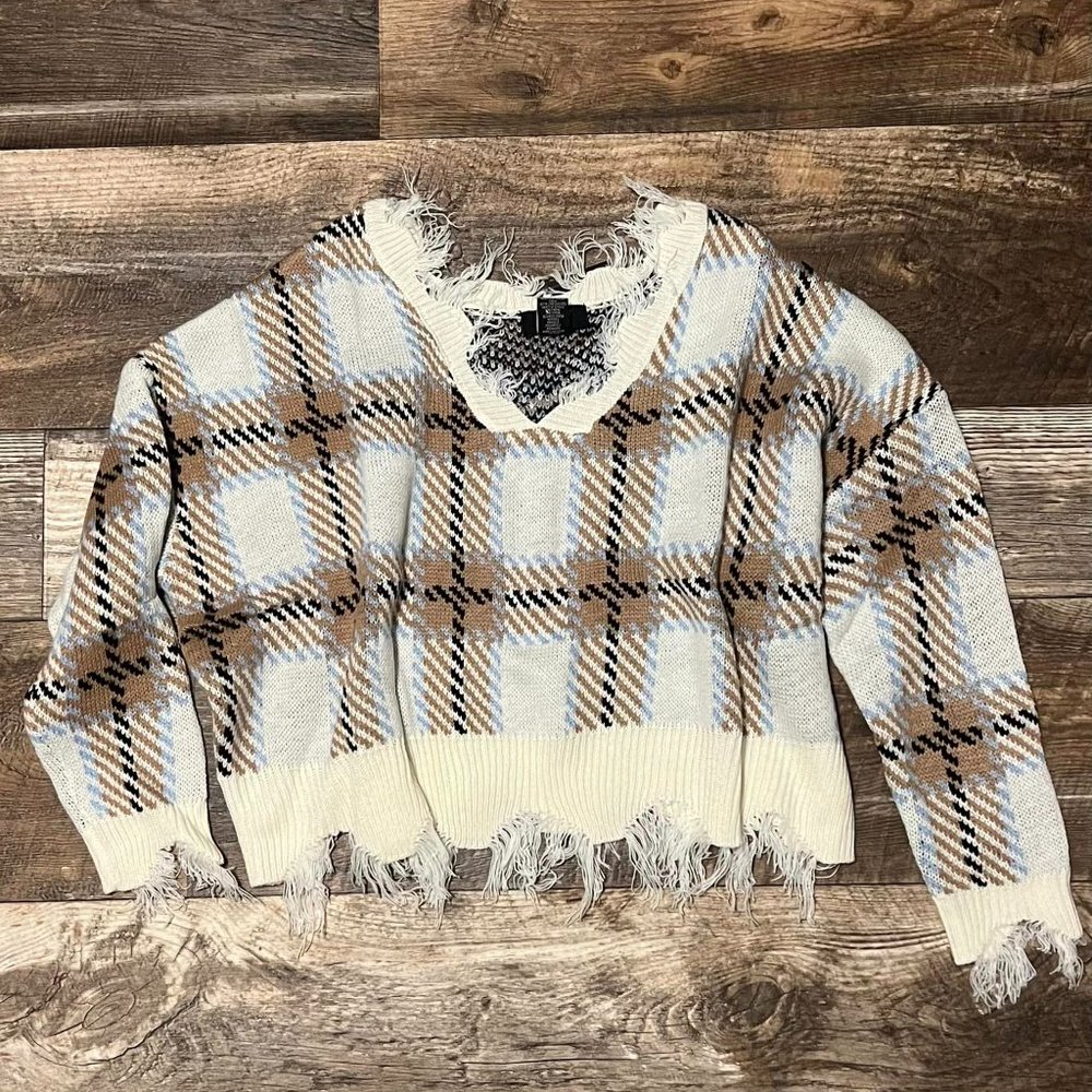 Cropped Distressed Sweater